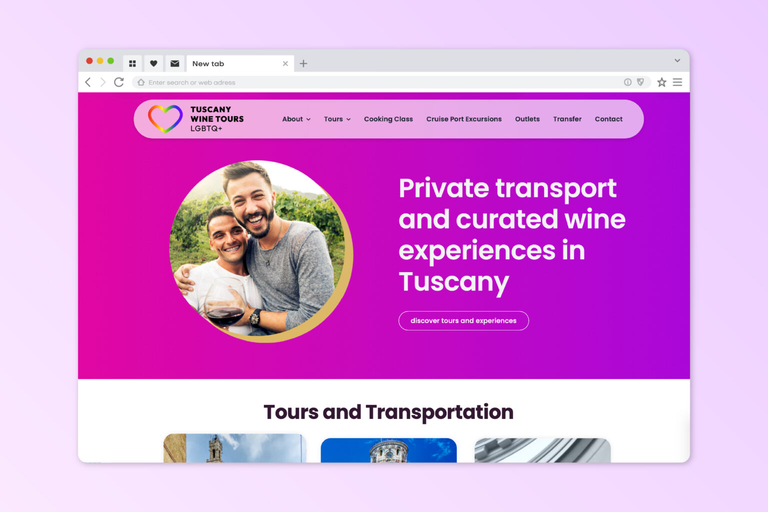 Tuscany Wine Tours LGBTQ responsive travel website design
