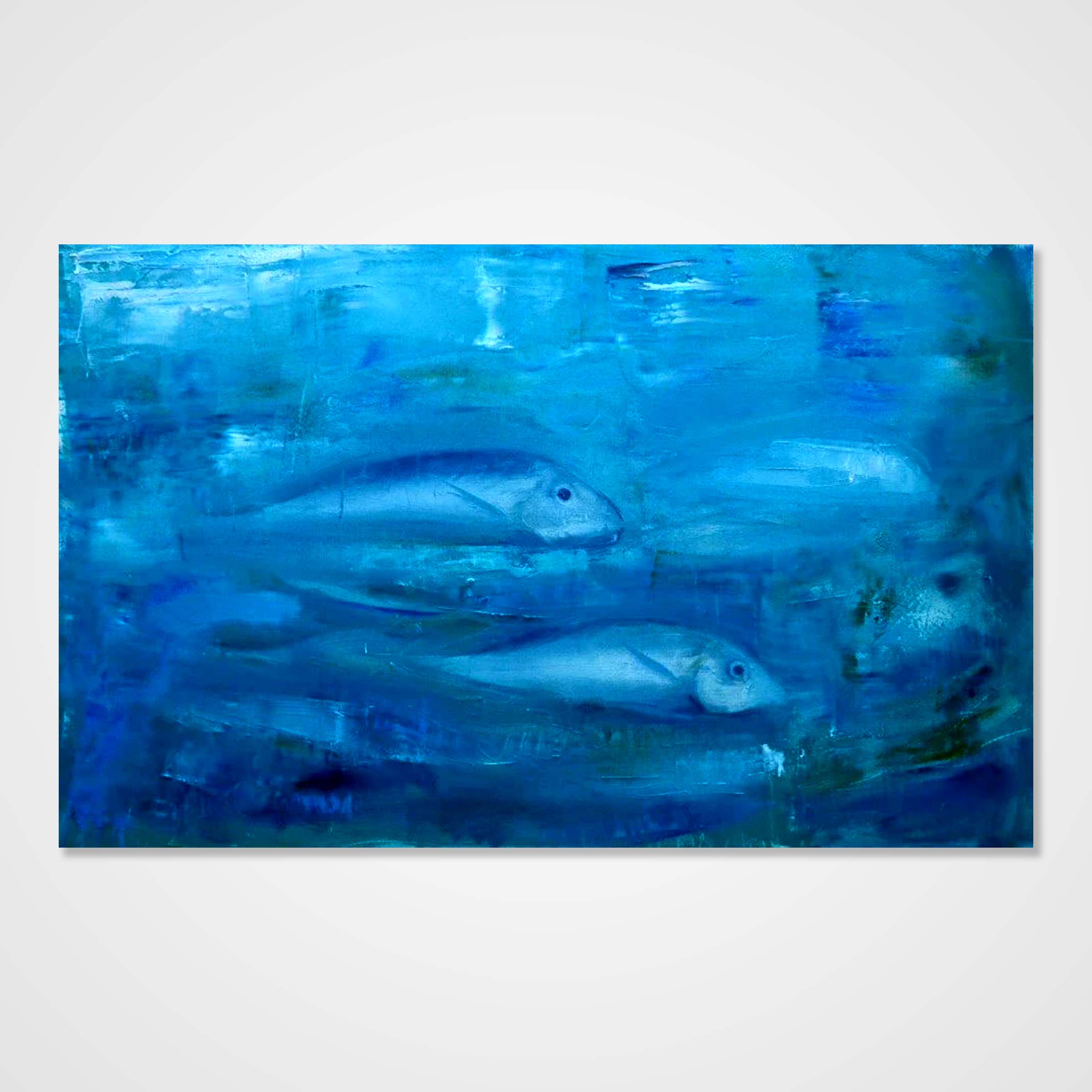 Blue painting of fish