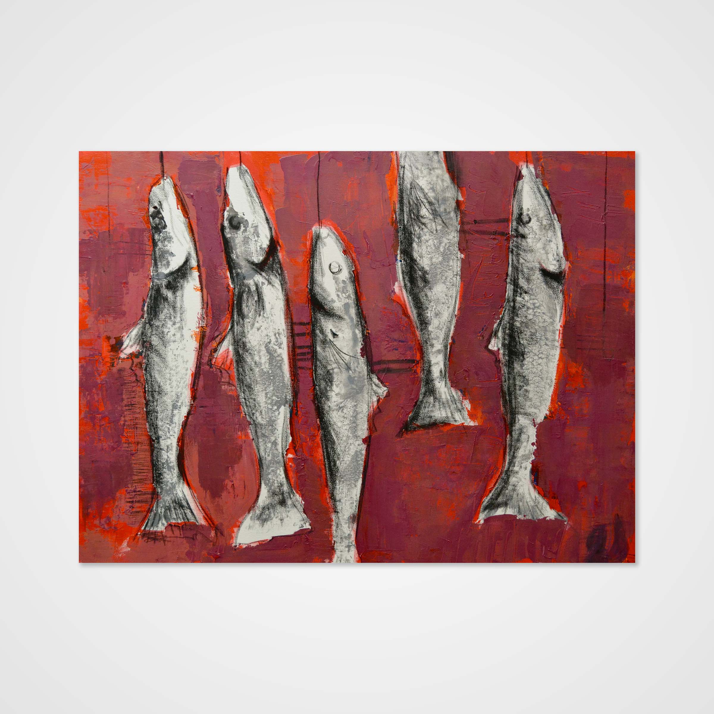 Red acrylic fish painting