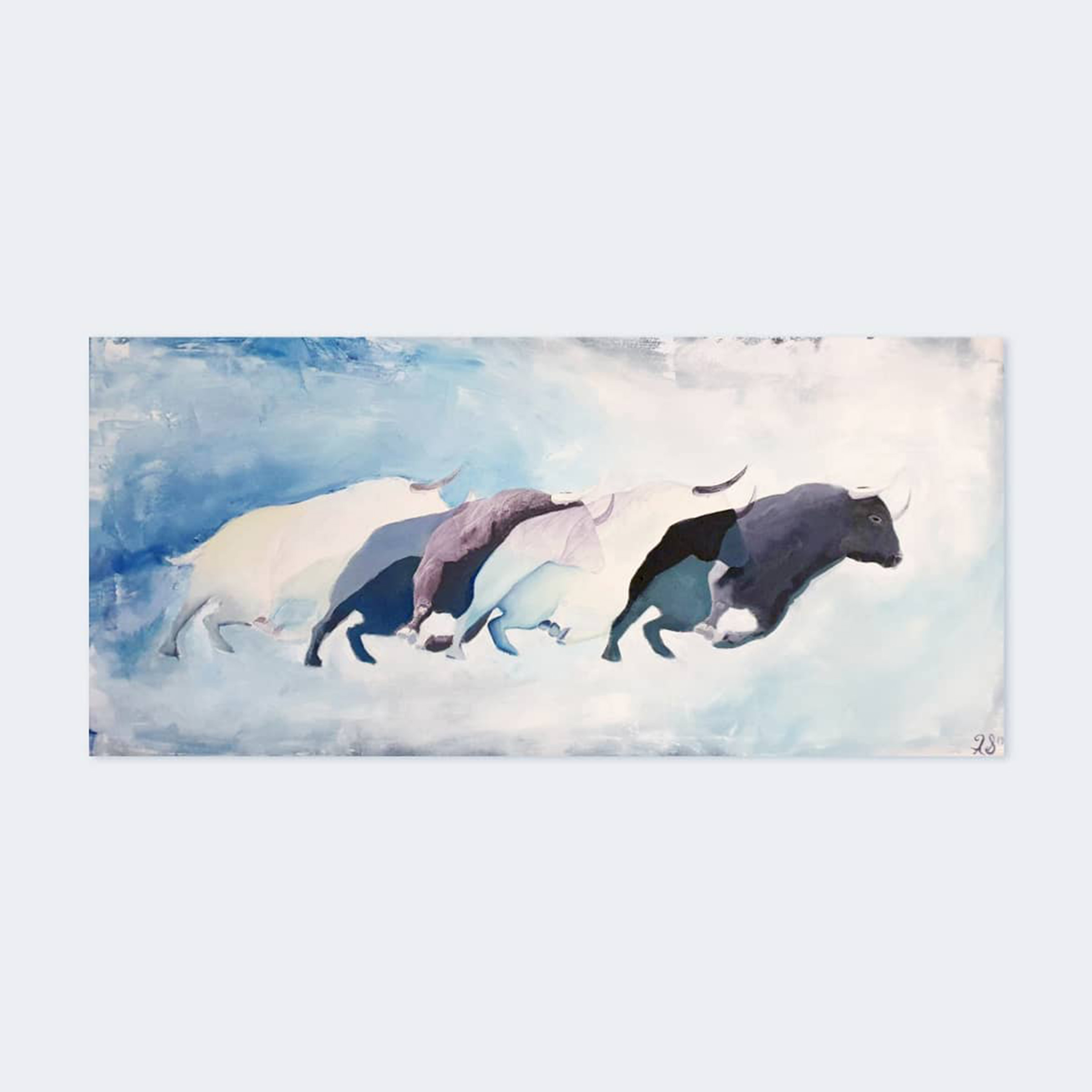 Painting of running bulls